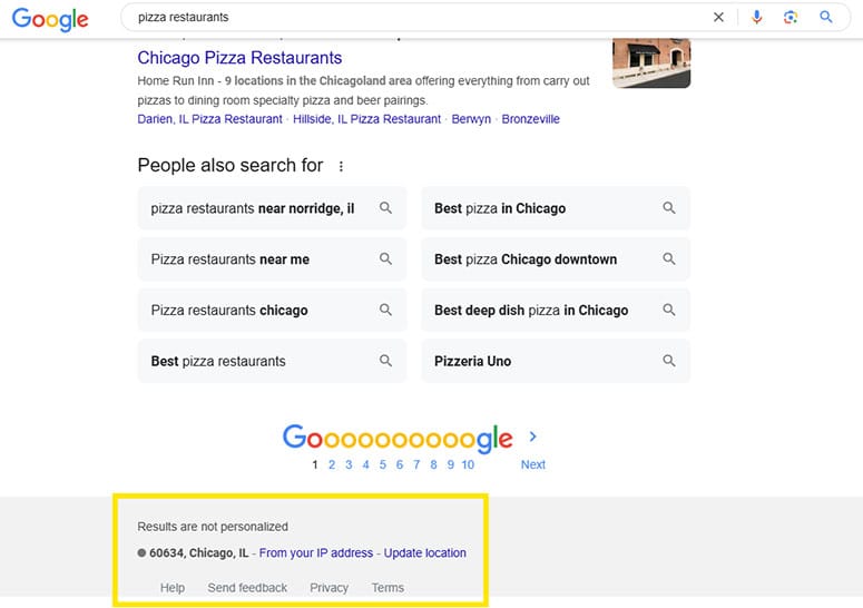 image of Google location  being displayed for the device